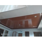 PVC Ceiling Motif Wood Glossy Brown Color Shunda Plafon Brand Type K9252 Material And Installed 6