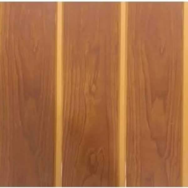 PVC Ceiling Motif Wood Glossy Brown Color Shunda Plafon Brand Type K9252 Material And Installed