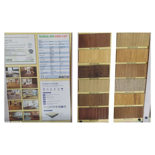 Wood Motif Vinyl Flooring For Living Room and Room Brand Kendo Type KDV 893 Size 95 Cm x 18 Cm x 3 Mm Material Or Installed